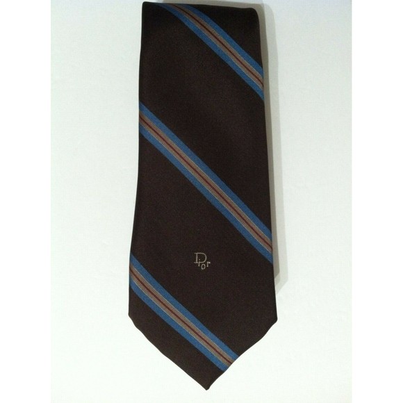 CHRISTIAN DIOR VINTAGE MENS DARK BROWN 95%POLYESTER 5%SILK CLASSIC TIE WIDTH:3" - Picture 1 of 4